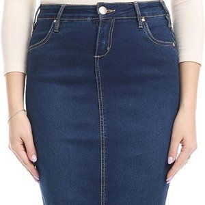 ESTEEZ Denim Jean Skirt for Women Knee Length Pencil Stretch Skirts Miami Blue 0